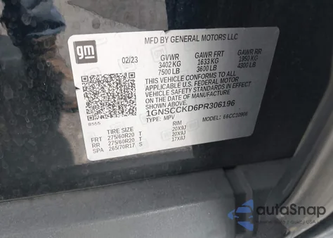 2023 Chevrolet Suburban 2Wd Lt z USA, uszkodzony, nr VIN 1GNSCCKD6PR306196